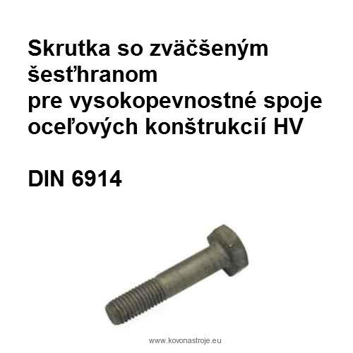 skrutka 16x50, DIN 6914, tvrdosť 10.9, povrch biely zinok